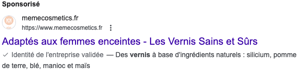 Annonce Google Ads meme cosmetics